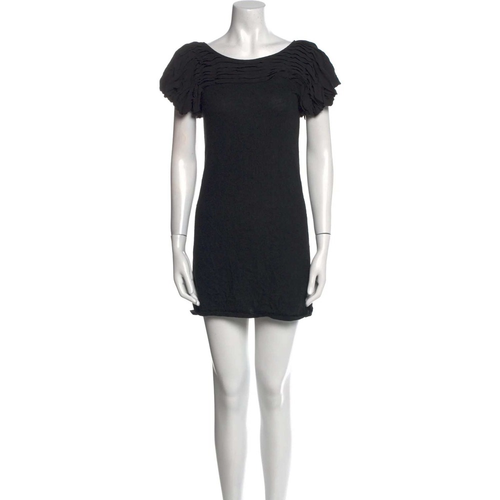 Alice + Olivia Silk Mini Dress Women Size S Black Excellent Ruffle Shift